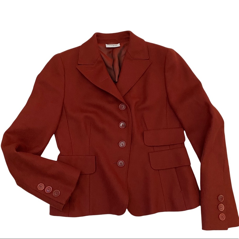 AKRIS PUNTO Rust Blazer Jacket Asymmetrical Pockets Sz 8